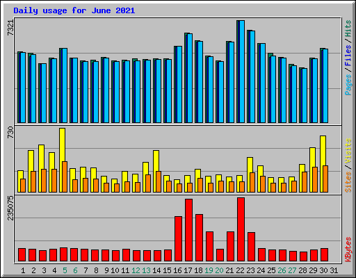 Daily usage for June 2021