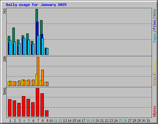 Daily usage for January 2025