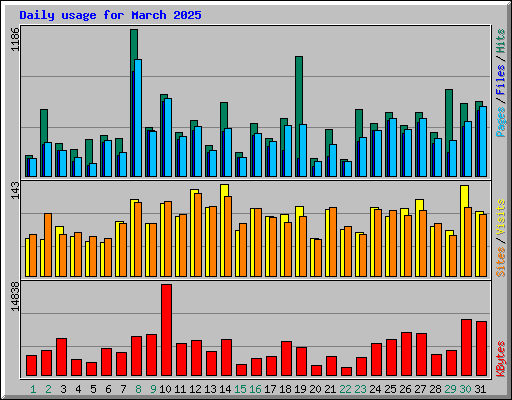 Daily usage for March 2025