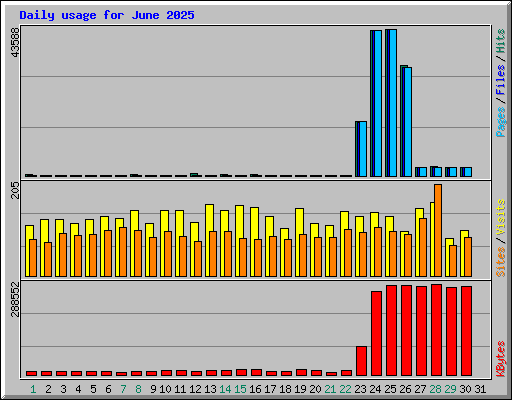 Daily usage for June 2025